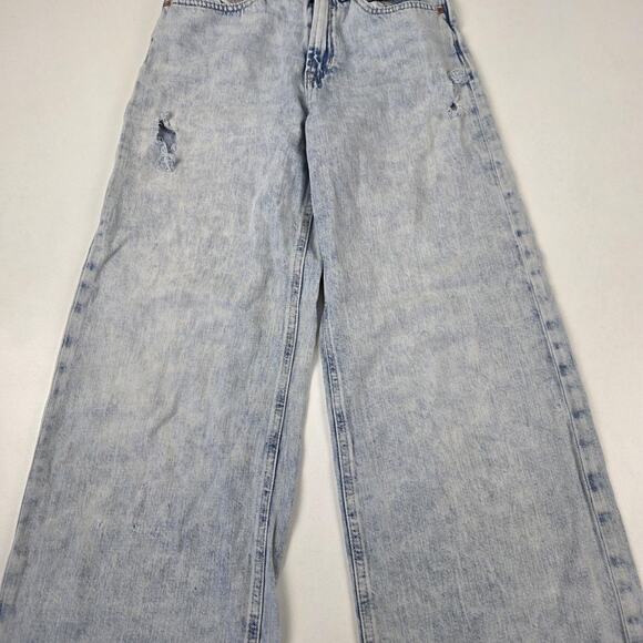 GAP Denim Jeans Womens 2 26L Light Wash Blue High Rise Wide Leg Distressed - Picture 2 of 15